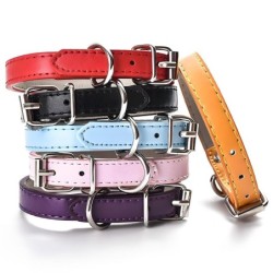 Mode PU Leder Flache Haustier Kragen Multicolor Größe Hund Leine Seil Haustier Kragen Haustier liefert XXS violett