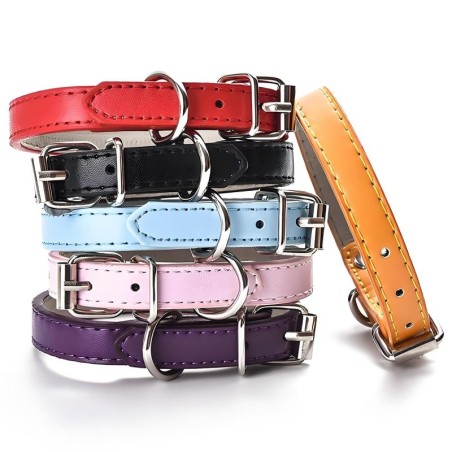 Mode PU Leder Flache Haustier Kragen Multicolor Größe Hund Leine Seil Haustier Kragen Haustier liefert XXS violett