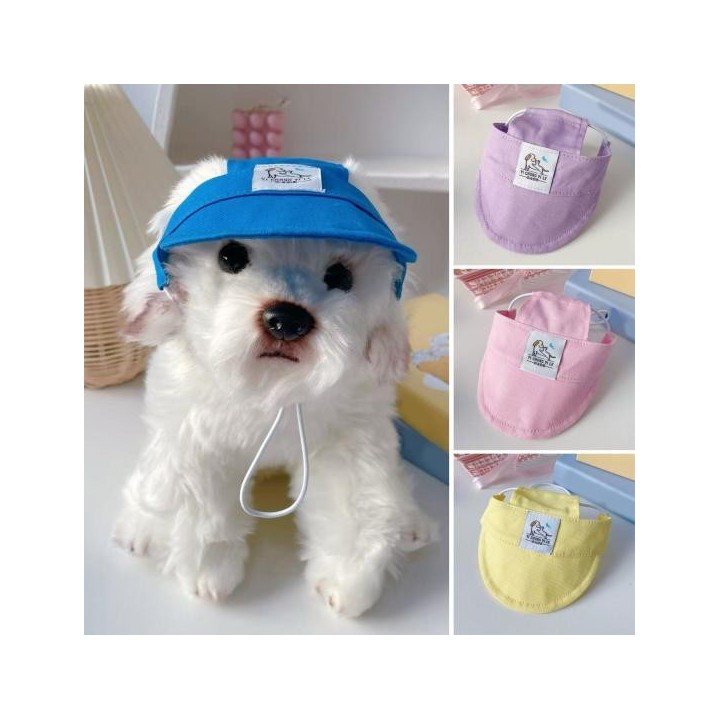 Haustier-Baseballkappe mit Ohrlöchern, verstellbarer Sonnenschutzhut für Hunde, Sommer-Schirmkappe für kleine und mittelgroße