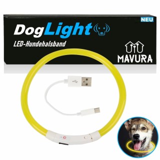 DogLight LED Hundehalsband USB Leuchthalsband Universalgröße zuschneidbar gelb