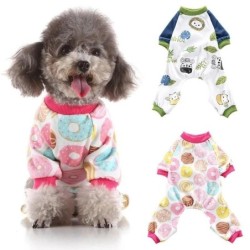 Haustier-Pyjama mit vier Beinen, Cartoon-Homewear, Welpenbekleidung, Overall, Ganzjahres-Baumwoll-Strampler XL