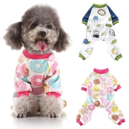 Haustier-Pyjama mit vier Beinen, Cartoon-Homewear, Welpenbekleidung, Overall, Ganzjahres-Baumwoll-Strampler XL