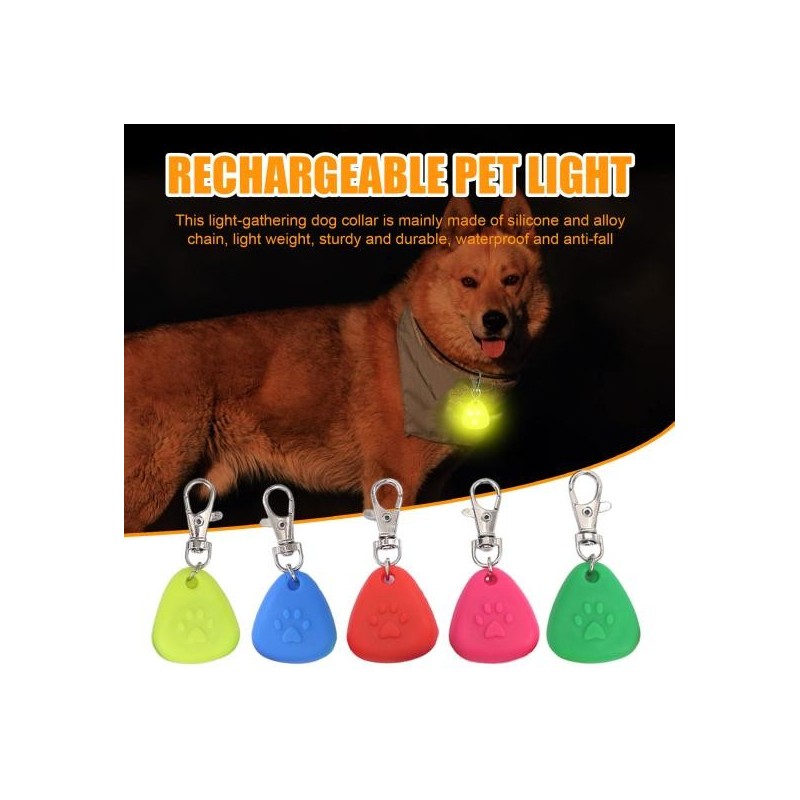 5-teiliges Hundehalsbandlicht, batteriebetriebene LED-Hundesicherheitslichter, wasserdichtes Silikonclip-Hundemarkenlicht für