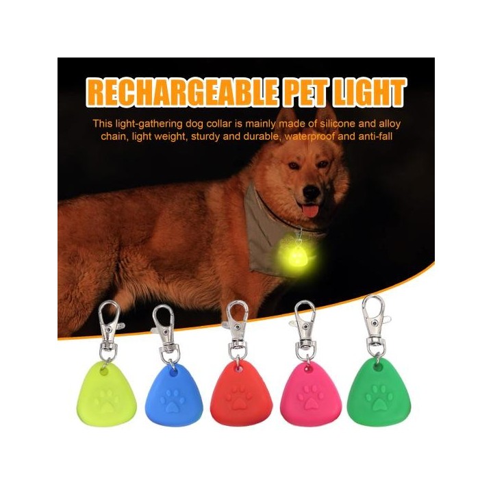 5-teiliges Hundehalsbandlicht, batteriebetriebene LED-Hundesicherheitslichter, wasserdichtes Silikonclip-Hundemarkenlicht für