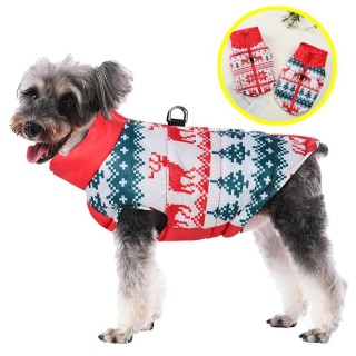Hundekleidung mit Weihnachtsdruck für kleine und mittelgroße Hunde und Katzen, wasserdicht, winddicht, warm, für den Winter,