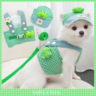 Frosch Frühling Sommer Haustier Brustgurt Leine Set Katze Welpen Hund Kleidung Ausflug liefert Gitter XS (Bust 30cm 1-1.5kg P