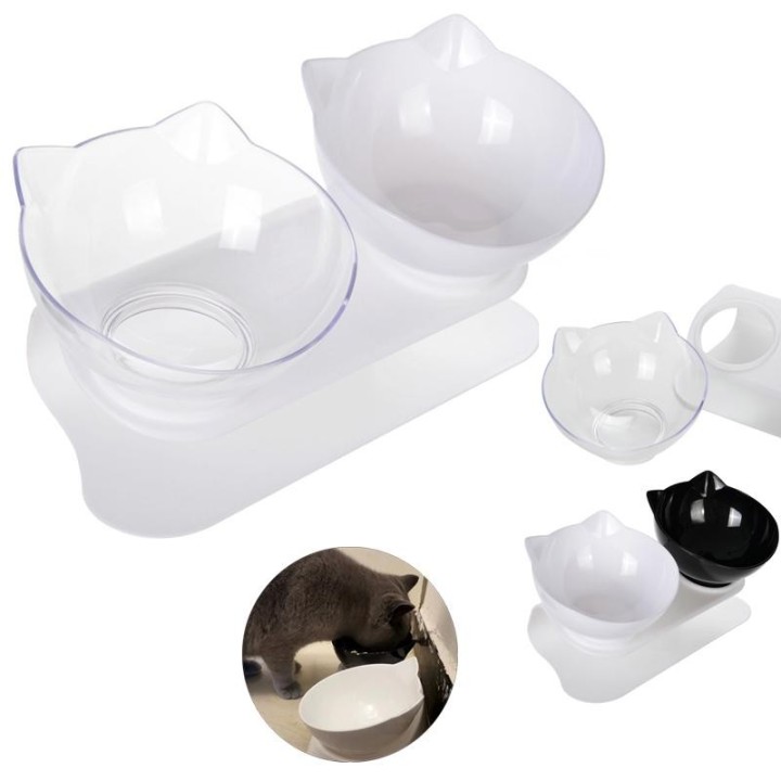 Katzennapf, Doppelter Wassernapf für kleine Katzen, Hunde, Welpen, rutschfest, kippsicher, Futternapf, erhöhte Näpfe, Chihuah