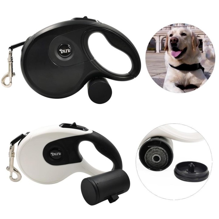 3 m 5 m 8 m Hunde-Nylonleine für kleine, mittelgroße und große Hunde, einziehbar, robust, langlebig, Kotbeutel-Set, Zugseil,