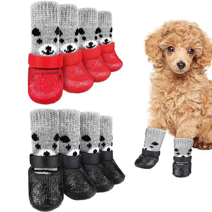 Warm Chihuahua Puppy Outgoing Rain Boots Dogs Cats Footwear Pet Shoes Pet Booties Pet socks L rot