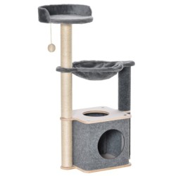 PawHut Kratzbaum für Katzen Hoch 95cm, Katzenbaum mit Mehreren Ebenen, Höhle, Hängematte, Spielball, Haus und Sisalseilen, 48
