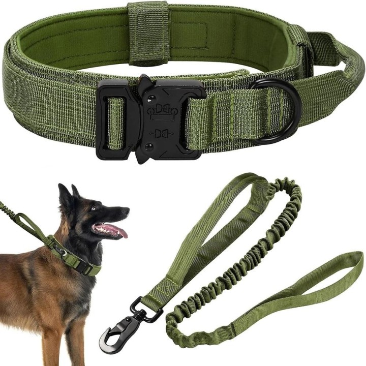 Hundehalsband und Leine Set, verstellbares Trainingshalsband aus Nylon, taktisches Hundehalsband, verstellbares Hundehalsband