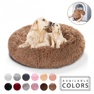 Rundes, langes Plüsch-Hundebett, abnehmbar, waschbar, mit Reißverschluss, Haustiermatte, für den Winter, warmes schlafendes K