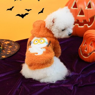 Haustier-Kapuzenpullover, orange, Plüschjacke, Hunde-/Katzen-Geister-Sweatshirt, Hundekleidung für kleine Hunde, Hoodie, Welp