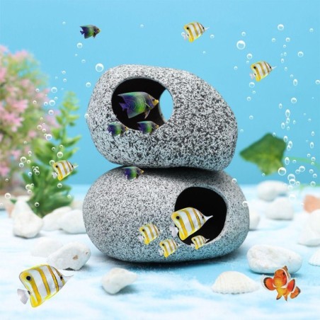 Versteck Dekor Garnelen Cichlid Aquarium Höhle Dekorationen Versteckte Höhle Fisch Tank Versteckt Höhle Steine 2