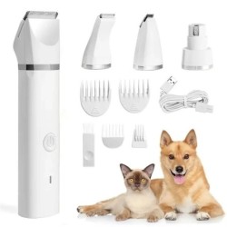 4-in-1-Trimmer für Haustiere, wiederaufladbare Haustier-Haarschneidemaschine für Hunde, Fellpflegeset mit Fußhaarschneidemasc