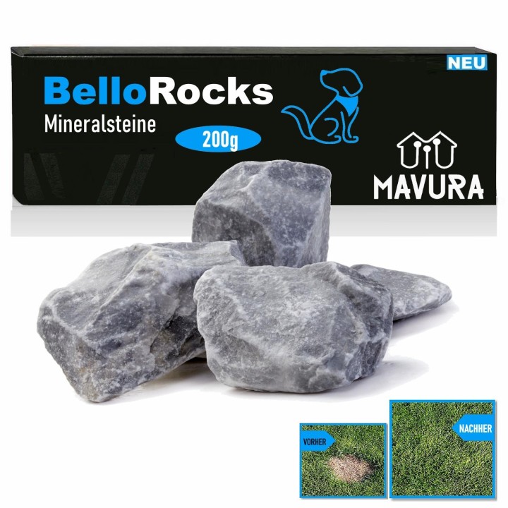 BELLOROCKS Mineralsteine gegen gelben Rasen durch Hunde-Urin Wasser Steine 200g