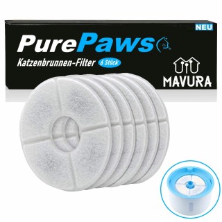 PurePaws Katzenbrunnen Filter Set Trinkbrunnen Wasserspender Ersatzfilter 6Stk