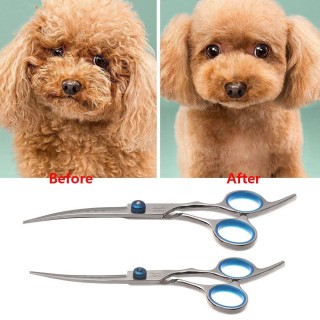 Edelstahl Up Down Gebogene Dickes Haar Trimmen Haare Schneiden Hunde Pflege Schere Pet Schere 7inch-Straight Scissors