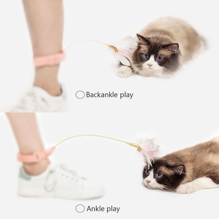 Interaktives Katzenhalsband-Spielzeug, Plüsch-Katzenhalsband-Spielzeug mit Plüsch und Glöckchen, Neckstab-Halsband, Freisprec