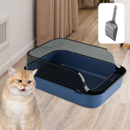 Anti-Splash-Katzenbettpfanne, halbgeschlossene Katzentoilette, Katzentoilette für Kaninchen und Kätzchen rosa