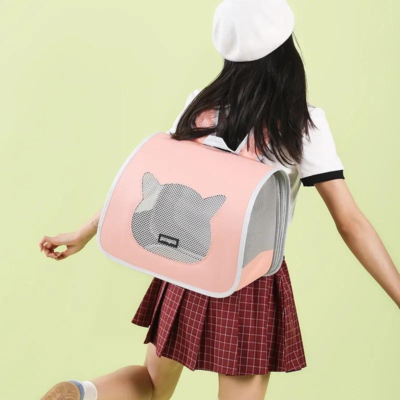 Katzen-Haustiertasche, praktischer Tragerucksack, bequem, atmungsaktiv, großer Platz, Katzen-Haustier-Reisetasche small grün