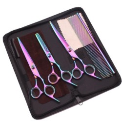 6,0 Zoll 7,0 Zoll Tierpflegescheren-Set aus japanischem Stahl, gerade und gebogen, zum Schneiden und Ausdünnen von Hunden und