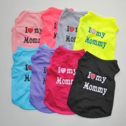 Welpen-Baumwollweste mit Buchstabenmuster „Love Daddy Mommy“ für kleine Hunde, Katzen, Frühling und Sommer, T-Shirt, einfarbi
