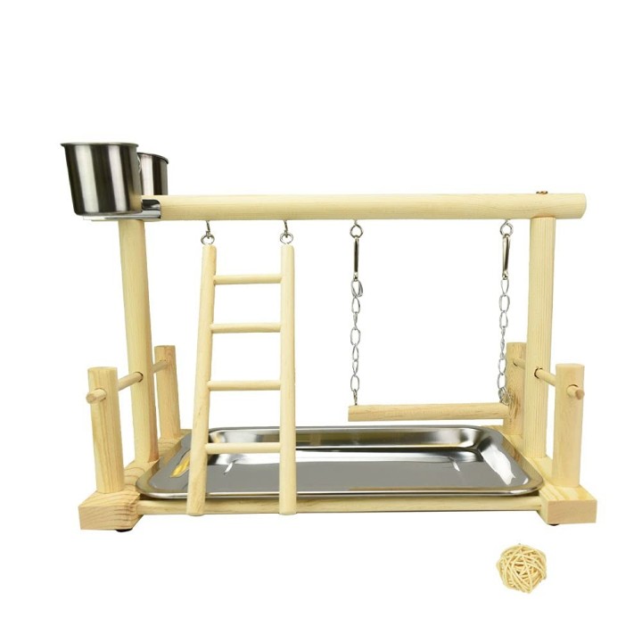 Sitzstange Vogelständer Naturholz Vogel Kleinvogel Spatz Sittich Sportspielgerät Haustierbedarf Futtertablett inklusive