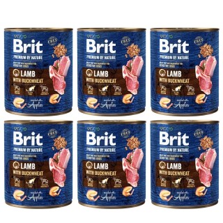 BRIT Premium by Nature 6x800 g Lamm und Buchweizen natürliches Hundefutter