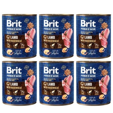 BRIT Premium by Nature 6x800 g Lamm und Buchweizen natürliches Hundefutter