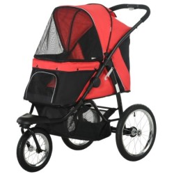 PawHut Hundewagen Hundebuggy klappbar für Hunde & Katzen bis 20 kg Katzenbuggy mit geländegängige Gummiräder Kissen Netzfenst