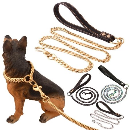 Metall langlebige Hundeleine starke Edelstahl Hund Zugseil Kette solide Haustier Leine lang für große Hunde Pitbull Heimtierb