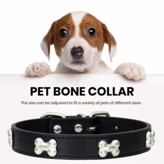 Yousheng Haustierhalsband mit Knochenmuster-Design, Metallschnalle, verstellbare Größe, angenehm zu tragendes Haustierhalsban