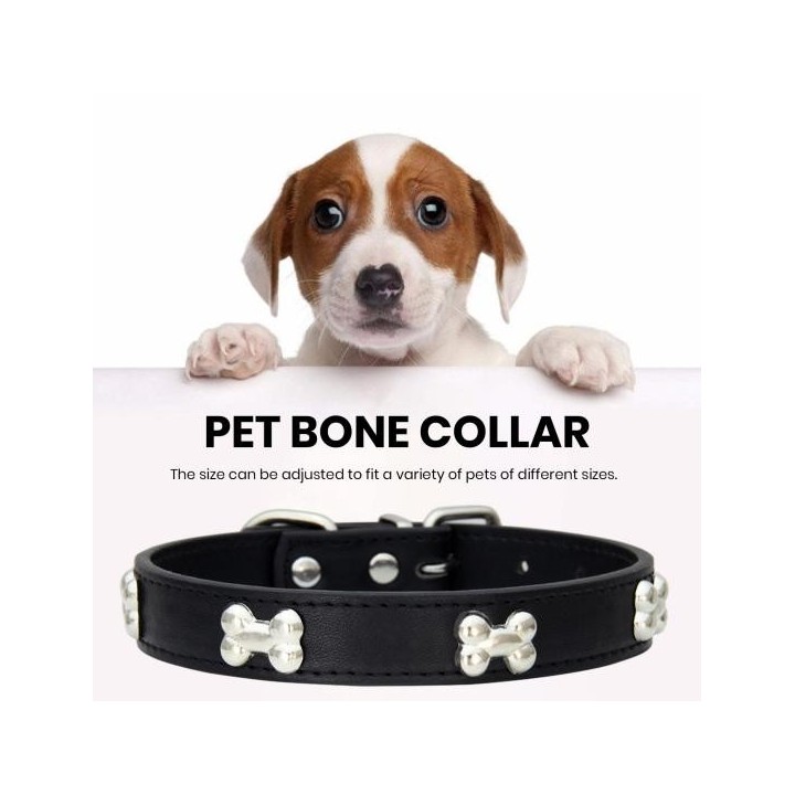 Yousheng Haustierhalsband mit Knochenmuster-Design, Metallschnalle, verstellbare Größe, angenehm zu tragendes Haustierhalsban