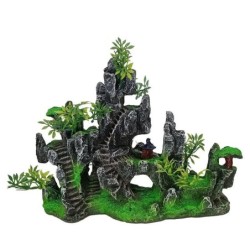 Steingarten Aquarium Zubehör Dekor Aquarium Dekoration Landschaftsbau Harz Hügel Hängende Brücke Ansicht Ornament Dekoratione