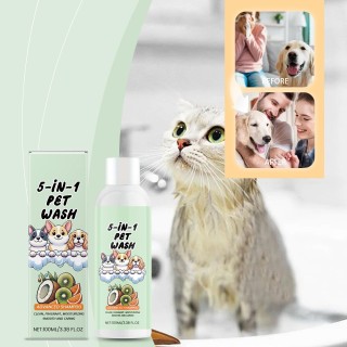 5-in-1-Shampoo für Haustiere, sanftes Reinigungsshampoo, Pflanzenserum, pflegend, gegen Verfilzungen, für Hunde und Katzen, u