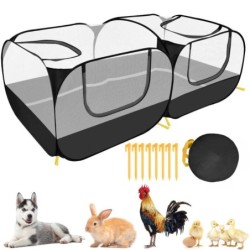 Tragbarer Laufstall für Kleintiere, Haustierkäfig, Katzenzelt, großer Hühnerauslauf, atmungsaktive, transparente Netzwände, f