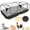 Tragbarer Laufstall für Kleintiere, Haustierkäfig, Katzenzelt, großer Hühnerauslauf, atmungsaktive, transparente Netzwände, f