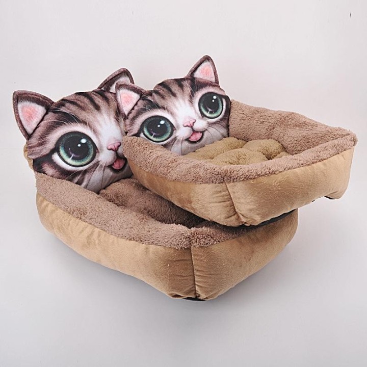 3D-Katzen-Haustierbett mit realistischem Muster, weicher Zwinger, warme, weiche Matte, Mopshaus für Hunde, Katzenwelpenbett,