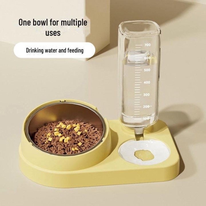Haustier-Doppelnapf: Automatischer Wasser- und Futternapf für Katzen und Hunde, geneigtes Design für einfaches Füttern. Small
