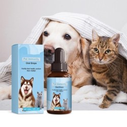 Probiotische Tropfen für Haustiere. Gegen körperliches Unwohlsein bei Katzen und Hunden. Mundgeruch. Pflegelösung für Haustie