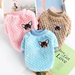 Warmes Outfit Fleece Haustierkleidung Pullover Niedlicher Chihuahua Print Mantel Kleine Mittelgroße Hundekleidung Hoodie Jack