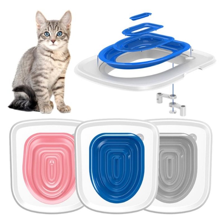 Katzentoiletten-Trainingsset, wiederverwendbare Katzenstreumatte für Welpen, Katzentoilettentrainer, Toilette, Haustiere, Rei