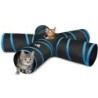 Katzentunnel Pawaboo 5-Wege-Katzentunnel, Spiral-Katzentunnel mit 1 Loch, faltbar, Katzenspielspielzeug, Schwarz, Hellblau &