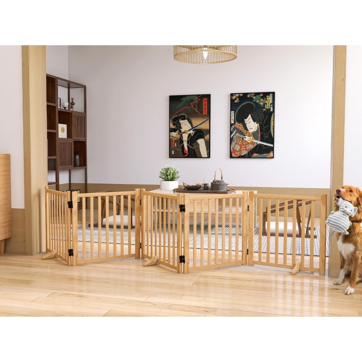 Freistehendes Hundegitter aus Holz, Höhe und Länge (5 Stück, 58cm, 292cm)