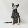Vierbeiniges gestreiftes Hemd, Hut, Schwanzabdeckung, Anzug für Sphynx-Katze, Frühling, schwarzes Sweatshirt für Kätzchen, ha