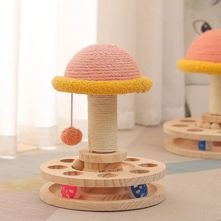 Massivholz-Drehteller, Haustierspielzeug, Sisal-Schleifkrallen, amüsantes integriertes Katzenkratzbrett, Haustierprodukte, Ka