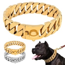 Starke Metall-Hundekettenhalsbänder, Edelstahl, Haustier-Trainings-Würgehalsband für große Hunde, Pitbull, Bulldogge, Silber,