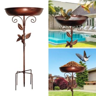 Vogelbad aus Metall, freistehende Vogelbadschale mit Pfahl, höhenverstellbar, Vogelbad-Futtertablett für Garten- und Außendek