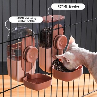 Hängender Käfig-Tierfutternapf, Kunststoff, automatischer Futterspender für kleine Haustiere, Wasserspender für Hunde, Katzen